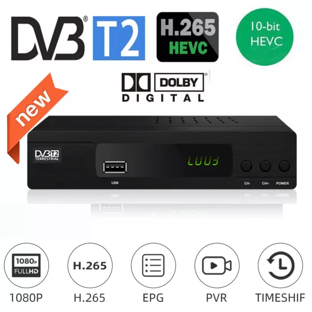 DVB-T2 Hevc H265/10Bit Tv Tuner with HD& Scart Input Dolby Ac3 RJ45