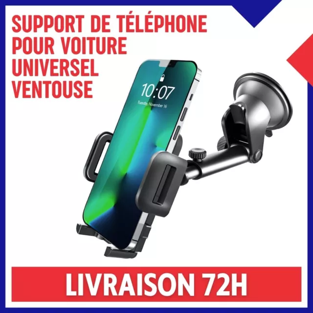 Support Voiture Smartphone Bras Flexible Attache Pare-brise - Noir -  Français