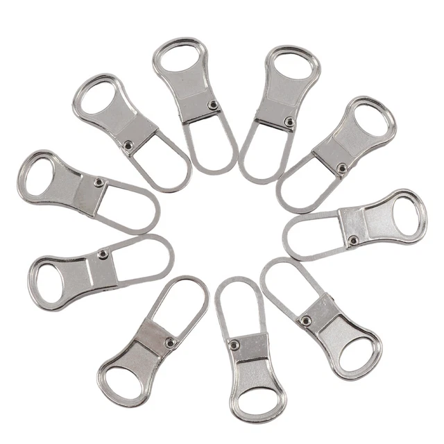 10pcs Practical Repair Detachable Small Hole Zipper Pull For Clothing Zinc Alloy