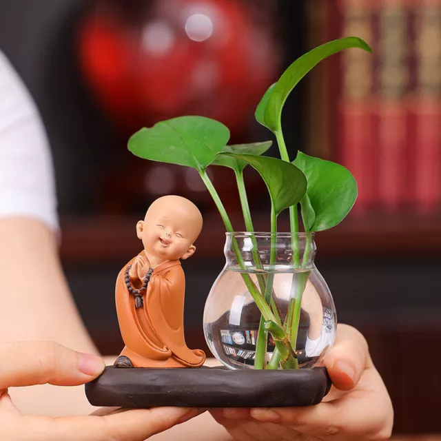 Transparent Vase Bouddha Statue Artisanat Figurine Décoration Plante Poisson Bol