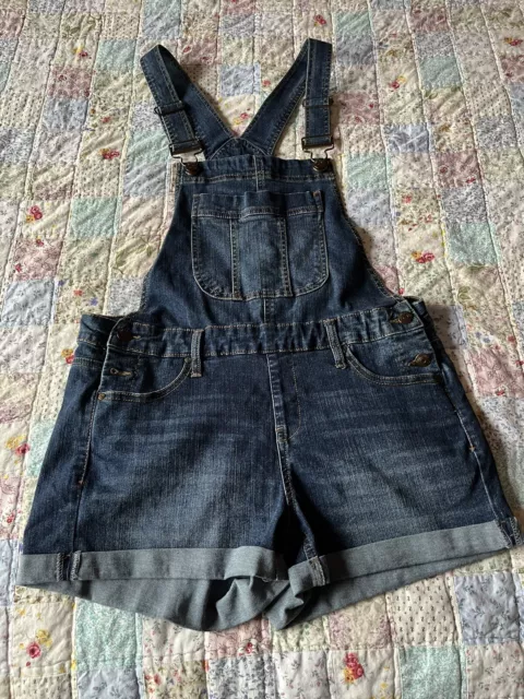 BLUE SPICE Womens Juniors Denim Jeans Shorts Bib Overalls Size 11  Y2K Mint!!