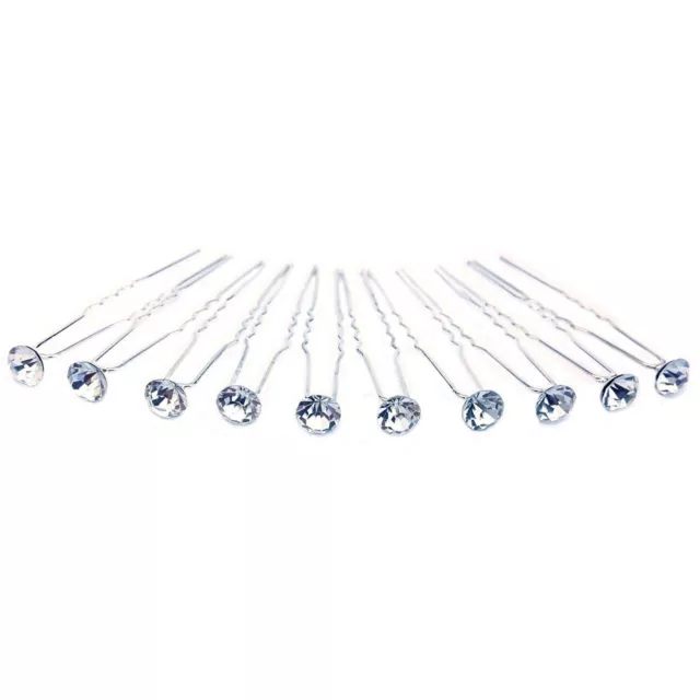 Hair Pins x 10 Hairpins Bobby Clip Bridal Wedding Accessories Clear Crystal