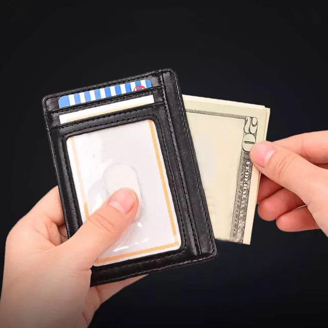 Men PU Leather Slim Wallet Credit Card Holder RFID Blocking Pocket ID Money