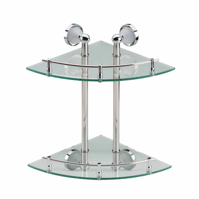 Corner Glass Shelf Dual Tiers Wall Mount Storage Holder | Renovator's Supply