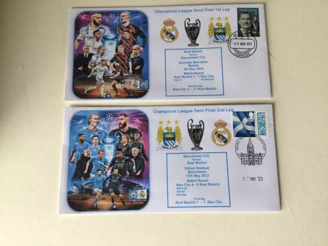 Manchester City v Real Madrid UCL S/F HOME/ Away 2023 First Day Covers Set