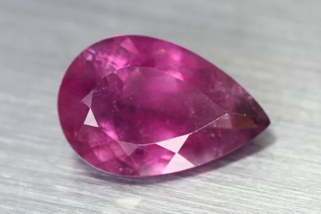 4.175Ct Amazing Fuschia Pink Dazzling Natural Unheated Tourmaline Pear Gemstone