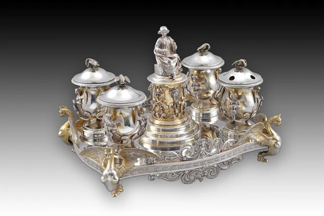 Silver writing set. Late 19th century. Spain, after Platerías de Martínez