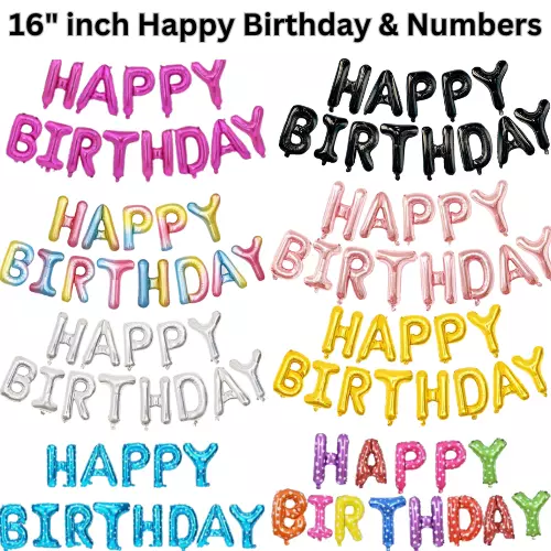 Happy Birthday Foil Balloons Banner Self Inflating Decoration Letters Balloon UK