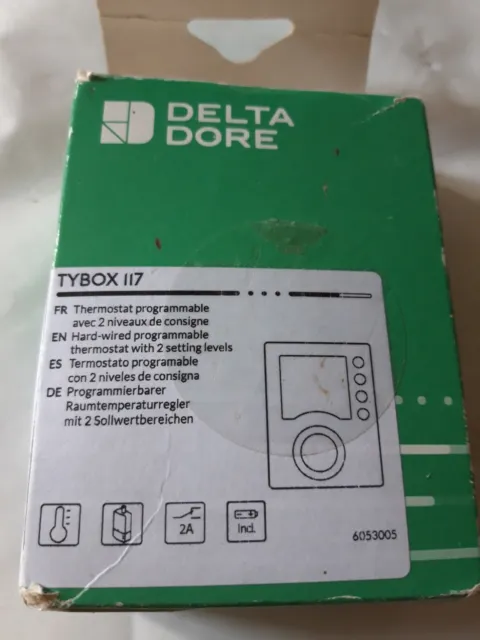 Delta Dore Thermostat filaire programmable Tybox 117 avec 2 Niveaux de consigne