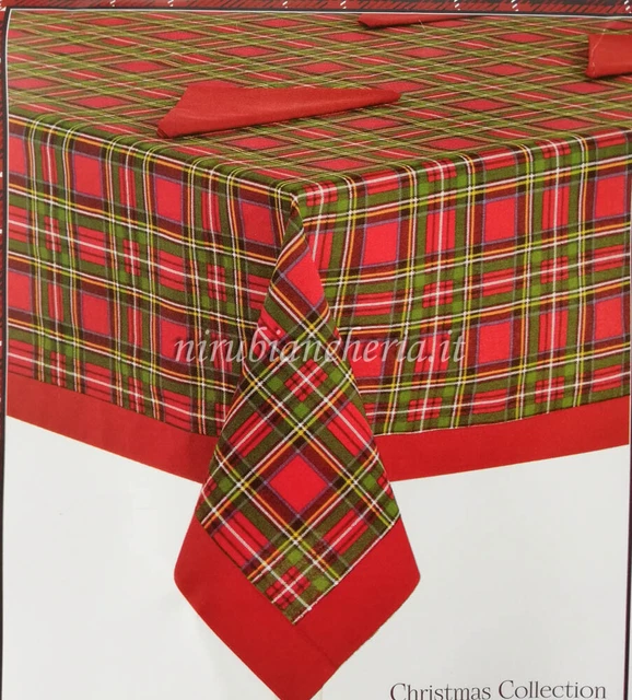 Tovaglia Natalizia Con Tovaglioli - Servizio 12 Posti, 140x240cm, Made In Italy - Foto 7