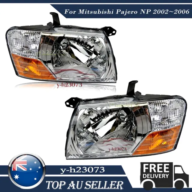 Pair LHS Left+RHS Right Headlight Chrome For Mitsubishi Pajero NP 2002~2006 Au