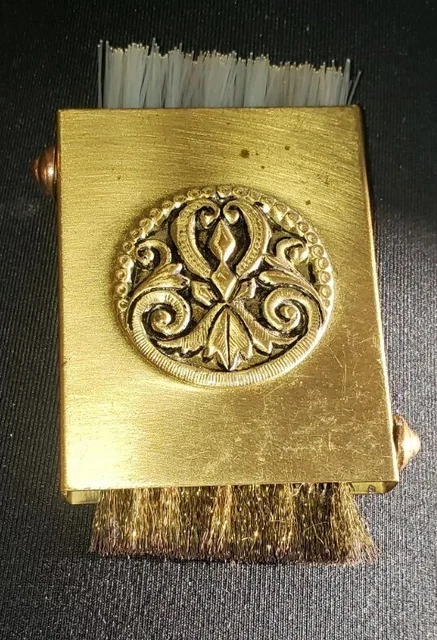 Vintage Brass Retractable Brushes Clothes Shoes Lint Purse Pocket Travel Size