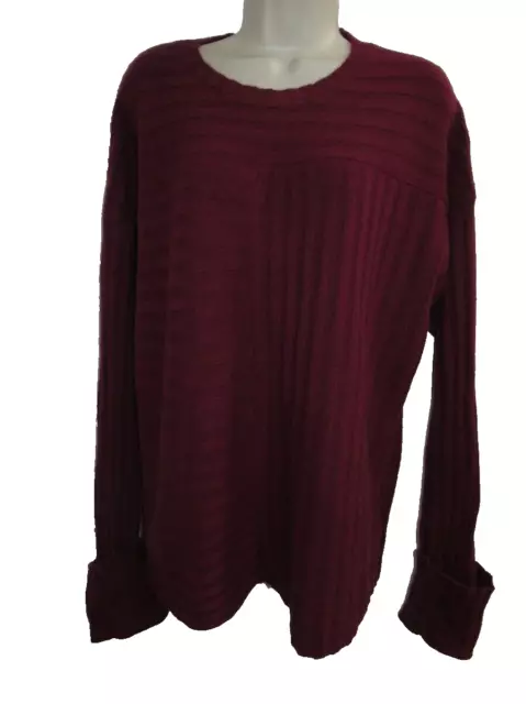 Nordstrom 100% Cashmere Burgundy Crew Neck Ribbed Knit Tunic Sweater L
