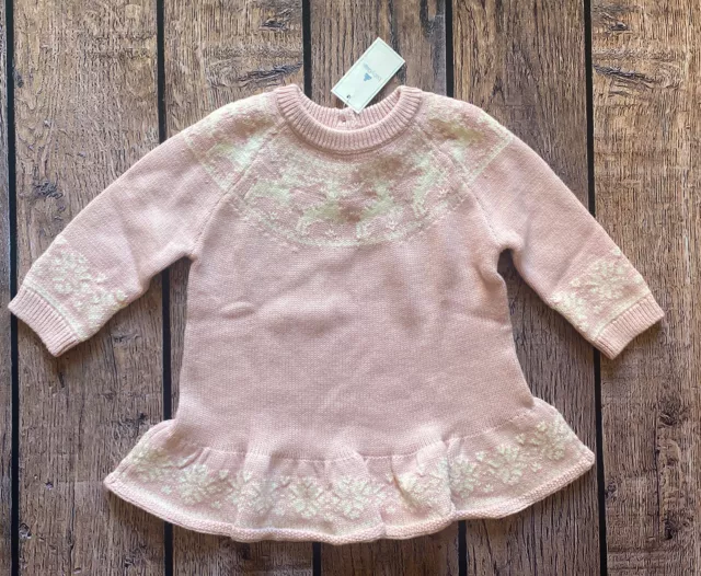 Baby Girl 3-6 Months Baby Gap Pink Fair Isle Long Sleeve Knit Sweater Dress