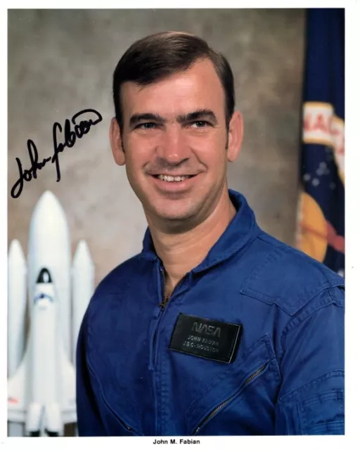 JOHN M. FABIAN signed 8x10 NASA ASTRONAUT litho photo