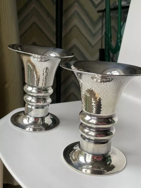 Art Deco Bruckmann und Söhne Silber 835 Pokal Vase Hammerschlag