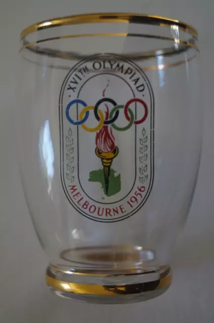 Olympic Games Collectable 1956 Melbourne Official Logo Olympic Glass