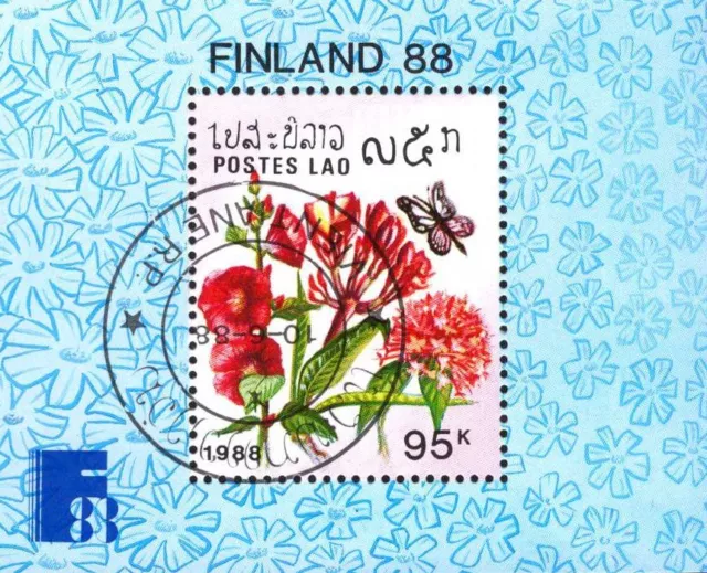 Laos Block 124 «Internationale Briefmarkenausstellung FINLANDIA '88, Helsinki: S