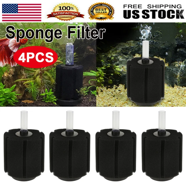 4PCS Aquarium Biochemical Foam Filtration Air Pump Fish Tank Sponge Filter US