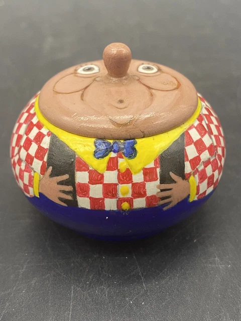 Wooden Trinket Box Hand Painted Little Beaner Whimsical Wooden Ring Box Face Lid