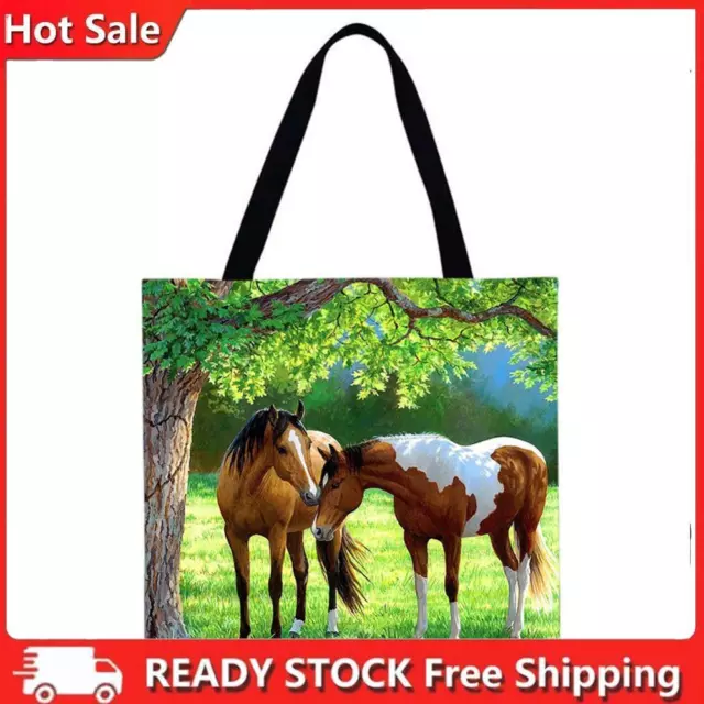 Horse Printed Shoulder Shopping Bag Casual Large Tote Handbag (40*40cm)