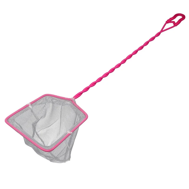 Aquarium Betta Tank Plastic Rectangle Frame Fish Skimming Net Pink 5inch Width