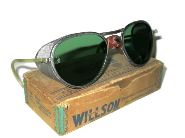 Antique Green Willson Sunglasses Goggles Vtg Rockabilly Safety Glasses Steampunk