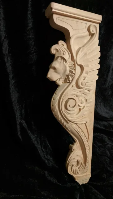 14" Lion Corbel, Wooden Corbel, Rustic Corbel, Fireplace Surround, lion art