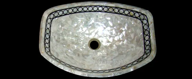 16 x 13 Inches Marble Kitchen Sink Overlaid with Mother of Pearl from Handicraft