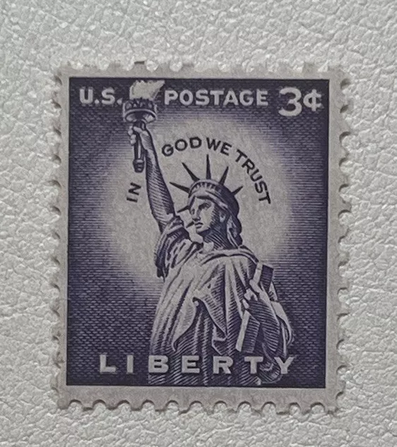 Rare 3 Cent Liberty Us Postage Stamp Purple Lady Statue Of Liberty