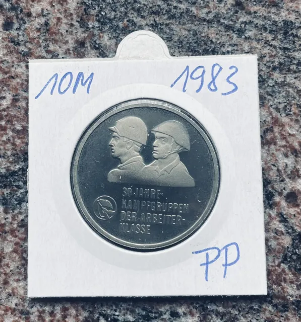 Gedenkmünze 10 Deutsche Mark DDR Kampfgruppen Jahr 1983 Auflage 5.000 PP