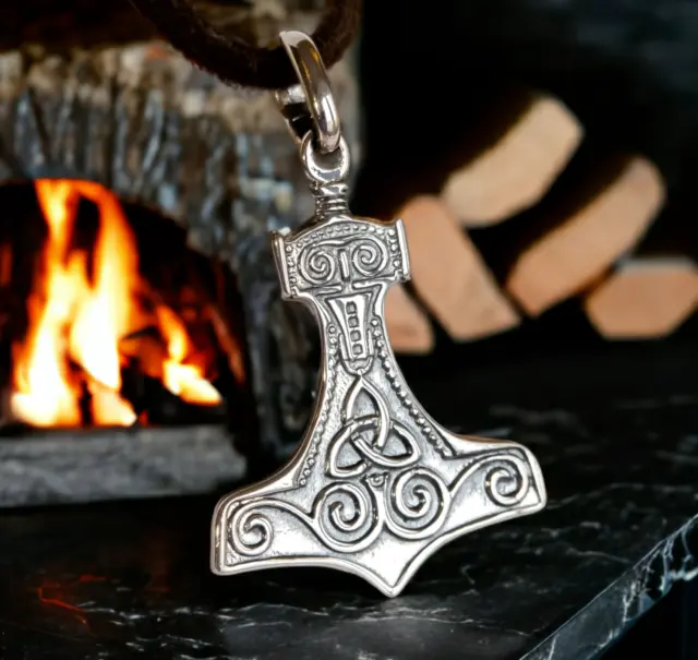 Viking Thors Hammer Mjolnir 925 Silver Pendant Necklace for Men Women HANDMADE