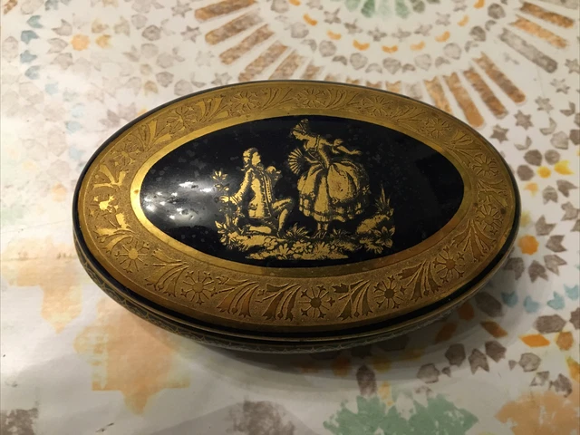 Pilulier - Sac à main - Laiton - Porcelaine