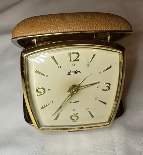 Vintage Linden Travel Alarm Clock, Made in Japan Circa 1960’s Working Condition.