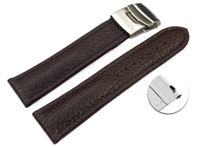 Bracelet Montre En Cuir Veau Grainé Rouge 18mm - Neuf Fabriqué En France, Unisexe