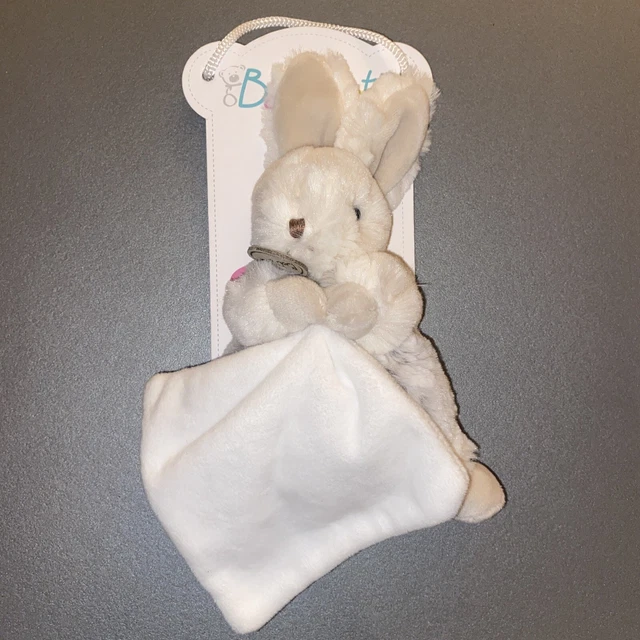 Doudou Peluche Lapin Blanc Beige avec Mouchoir Les Flocons Baby Nat