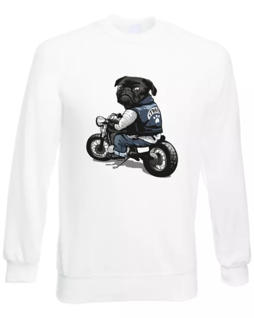 Felpa Uomo Carlino Biker Regalo Moto Moto Cane Animale Funny Club Garage