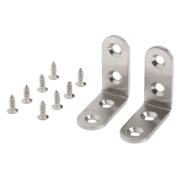 2pcs Stainless Steel Angle Brackets  Corner Brace Joint Right  Fastener L Shape