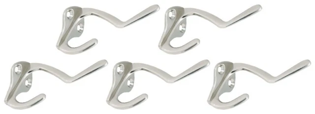 Design House 181958 Double Coat and Hat Hook - Pack of 5 - Nickel