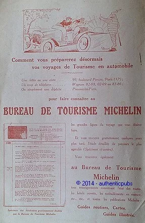 Publicite Au Bureau De Tourisme Michelin Pneu Bibendum Signe Hautot De 1920 Ad