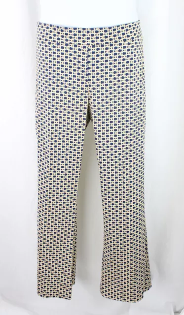Avenue Montaigne Navy Blue Gold Print Elastic Waist Pull On Pants Size 16