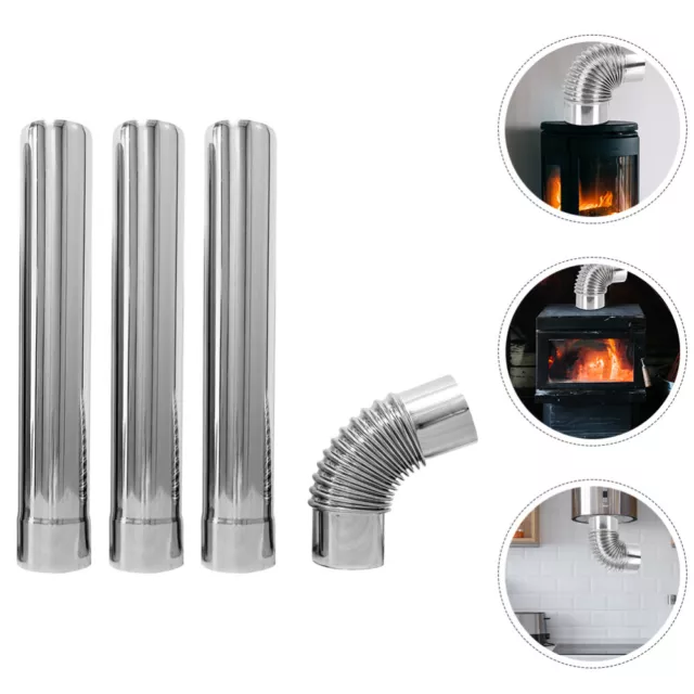 3pcs 90 Degree Stainless Steel Stove Extension Chimney Flue Adapter