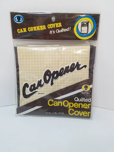Vintage Dora May Quilted Can Opener Cover Brown Tan Grid Style 4411 NOS 1980’s