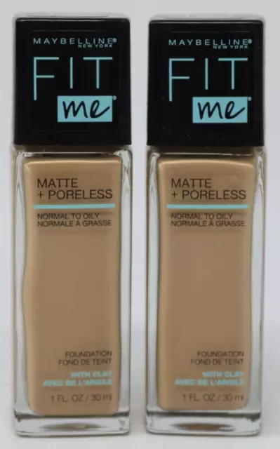 Base Maybelline Fit Me mate + sin poros (1 oz/30 ml) 128 desnudo cálido lote de 2