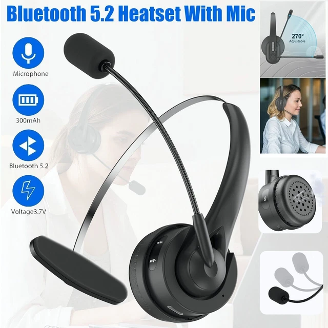 TRUCKER WIRELESS HEADSET Bluetooth 5 3 Stereo Headphones W Mic Noise