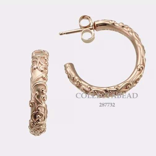 Authentic Pandora Silver ROSE™ Regal Beauty Hoop Earrings 287732