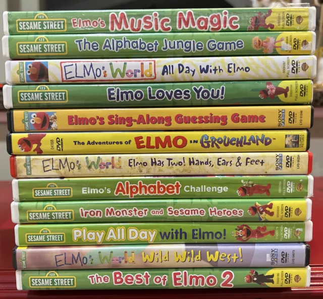 12 ELMO SESAME Street DVD Lot Educational Elmo's World Grouchland ...