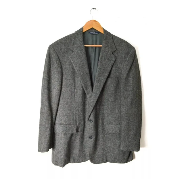 Vtg Polo Ralph Lauren Tweed Blazer Men's 44 Long Two Button Sport Coat Jacket