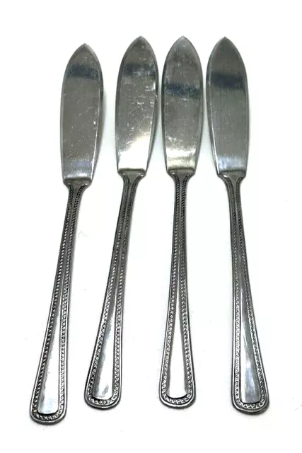 Vintage 1980’s Retro Stainless Steel Fish Knife Flatware Cutlery Set of 4 Japan