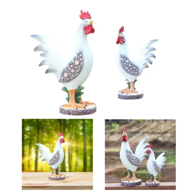 Garden Sculpture Figurines Artwork Chicken Animal Yard Art Lawn Ornament Farm
